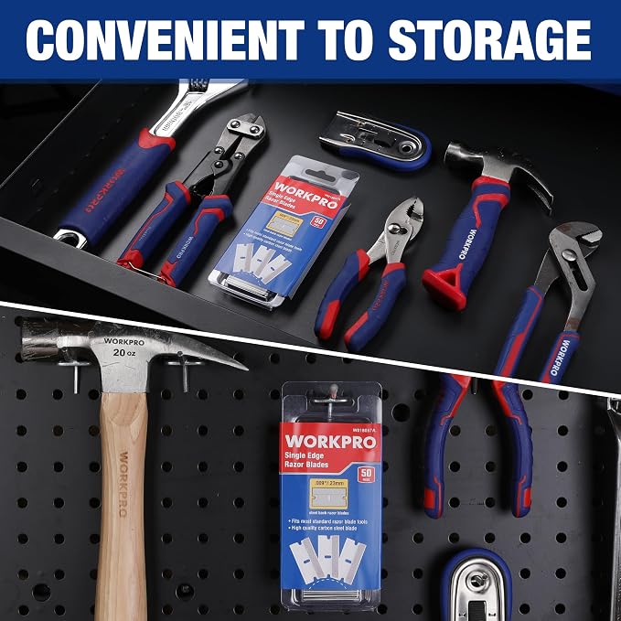 WORKPRO 50-Pack Single Razor Edge Blades, Industrial Scraper Razor Blades - Image 3