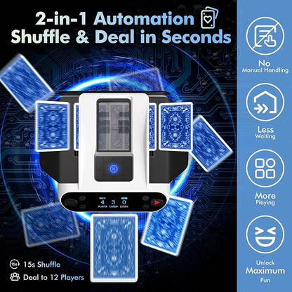 Automatic Card Shuffler and Dealer Machine 360° Rotation, Supports 12 Players - Image 2