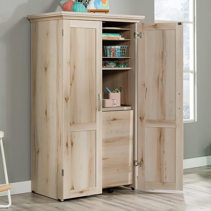 Sauder Miscellaneous Storage Craft & Sewing Armoire, Pacific Maple finish - Image 2