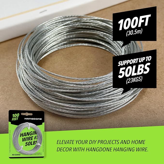 Picture Hanging Wire #5 50lbs 100-Feet, Flexible Steel Wire 16 Gauge - Image 2
