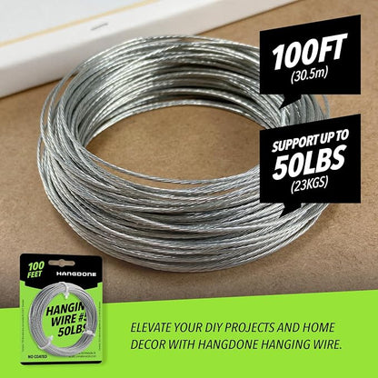 Picture Hanging Wire #5 50lbs 100-Feet, Flexible Steel Wire 16 Gauge - Image 2