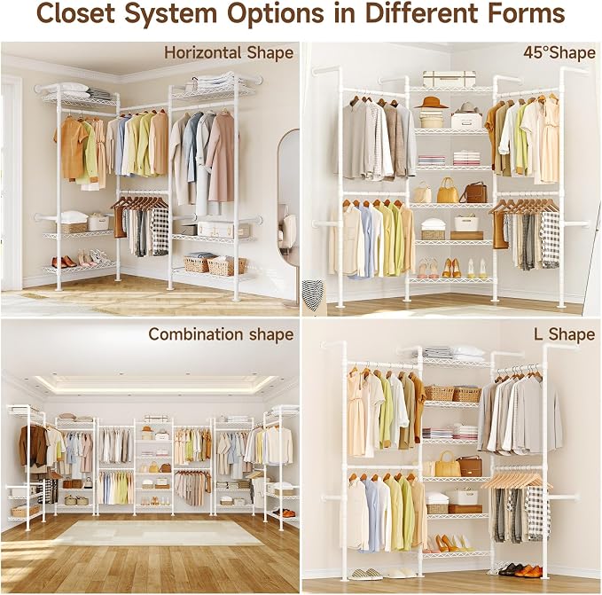 L3 Industrial Pipe Closet Organizer System, Wall Mounted Clothes Rack Clothing - Image 5