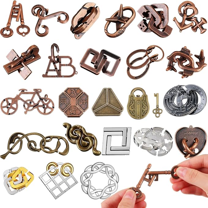 Yilloog 24 Pcs Metal Brain Teaser Puzzles Assortment by Yilloog