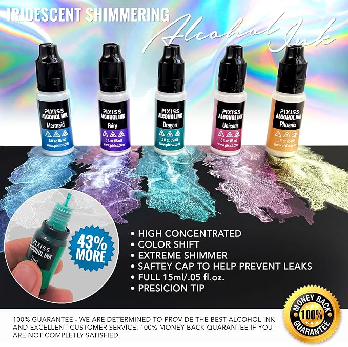 Pixiss Iridescent Color Changing Alcohol Ink Set - Image 6