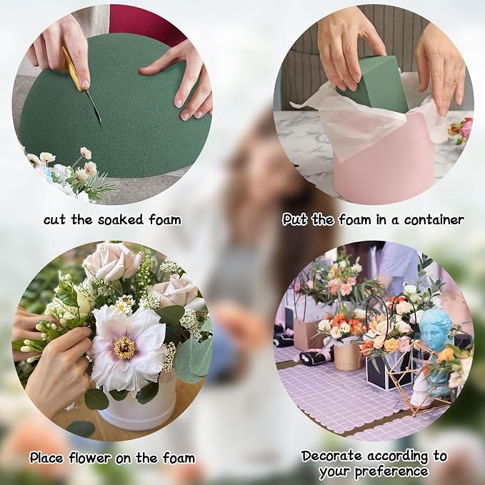 LOKIPA Floral Foam Round, 4 Pack Floral Dry Foam Half Ball Round Flower Foam - Image 5