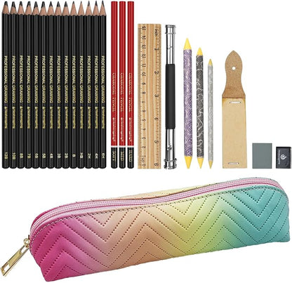 Heshengping 26 Pack Sketching Set Drawing Pencils Kit Art Supplies Include by Heshengping