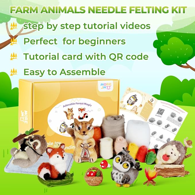 MOREJMTT Needle Felting Kit, Wool Felt Needle Felting Tools Foam Pad, Craft - Image 7