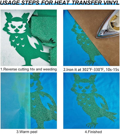 FUNKAKA Glitter Green HTV Heat Transfer Vinyl Rolls - Image 4