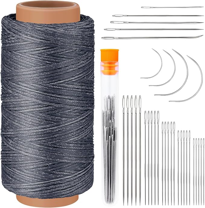 Tikjiua 492ft Upholstery Needle Threads, 164Yards Leather Waxed Thread by Tikjiua