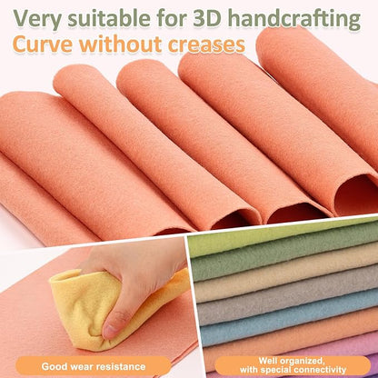 XSEINO 12 Rolls 8"x35" 1.4mm Thick Soft Felt Fabric Sheet 12 Assorted Morandi - Image 5