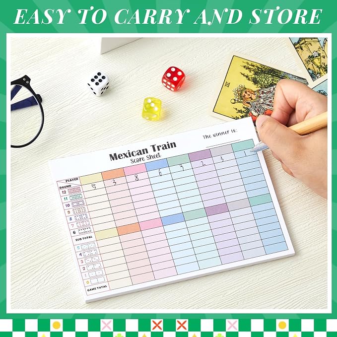 1 Pack 60 Sheets Mexican Train Score Pads Colorful Chicken Foot Dominoes Game - Image 4