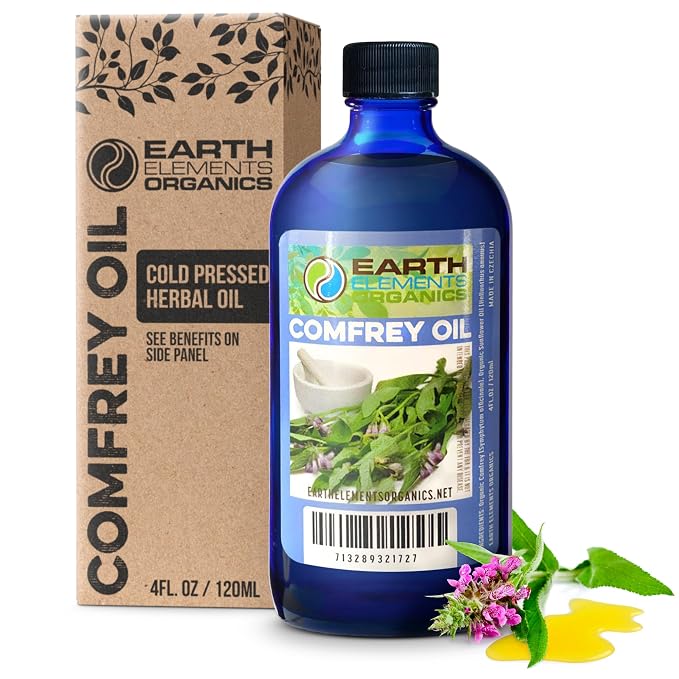 Comfrey Oil Raw with Sunflower Oil, Pressed Herbal Remedy, Support by EarthElementsOrganics