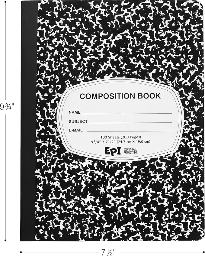 EPI Marble Hardcover Wide Ruled Composition Notebook | 200 Pages, 9.75 x 7.5 in - Image 2