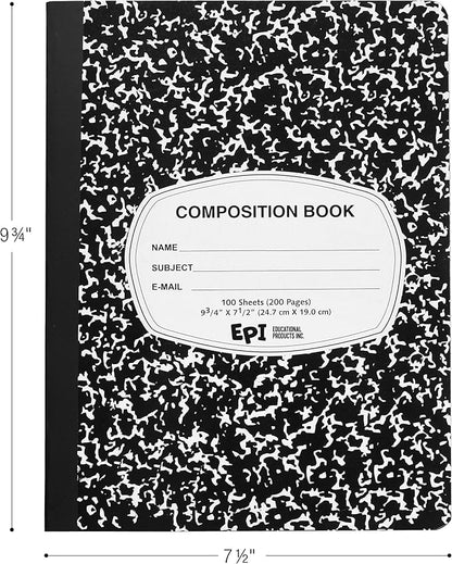 EPI Marble Hardcover Wide Ruled Composition Notebook | 200 Pages, 9.75 x 7.5 in - Image 2