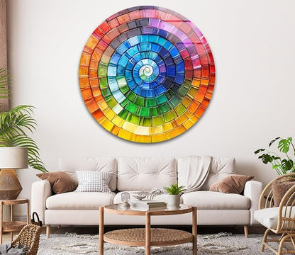 My Photostation.com 20'' Diameter Radiant Spiral Spectrum Round Glass Wall Art - Image 2