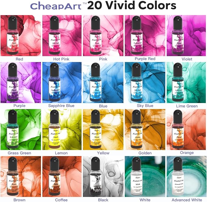 CHEAPART Alcohol Ink Set 24 Vibrant Colors Resin Dye High Concentrated Fast - Image 2