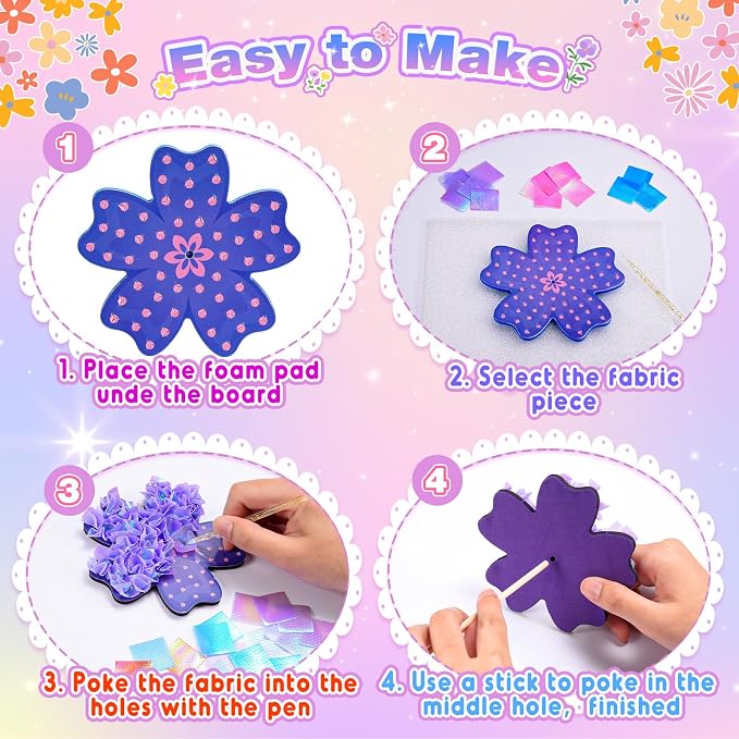 Arts and Crafts for Girls Ages 4-12, Poke Art Flower Bouquet - Image 6