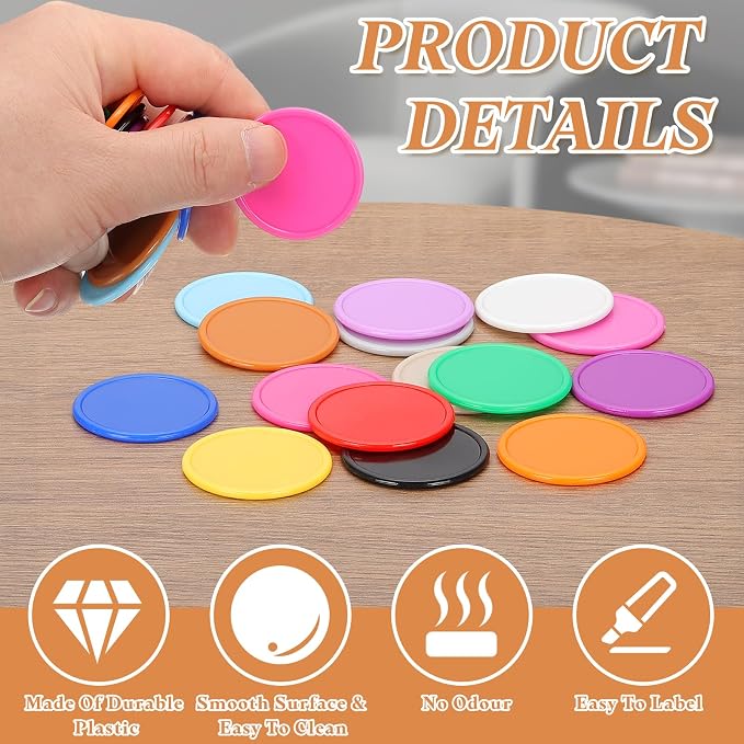 uxcell Plastic Poker Chips, Learning Counters Counting Counters Disks Markers - Image 3