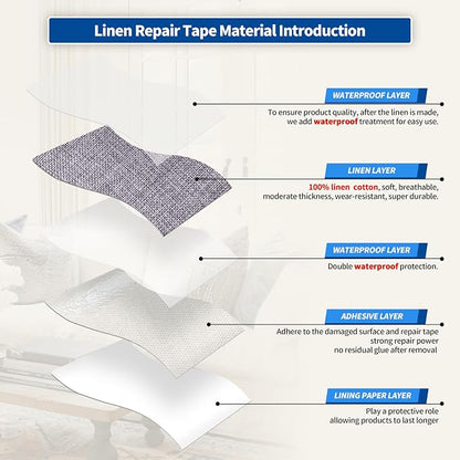 KING MOUNTAIN Linen Repair Patches, Self-Adhesive Linen Fabric Patches - Image 3