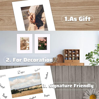 HOTUO 10 Pack Acid Free White Picture Frame Mats, Pre-Cut 8x10 Picture Mats - Image 3