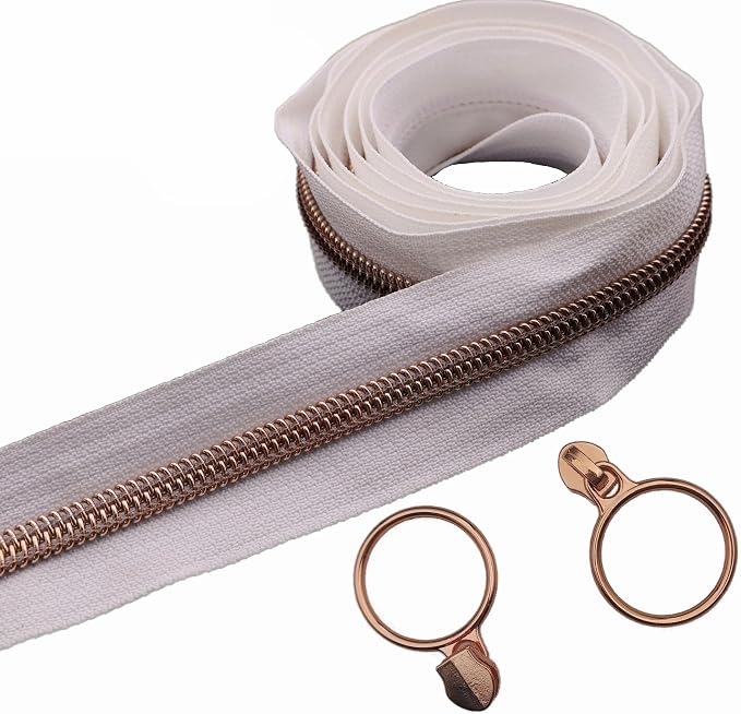 Leekayer #5 Rose Gold Metallic Teeth Nylon Coil Zippers by The Yard Bulk 10 by Leekayer