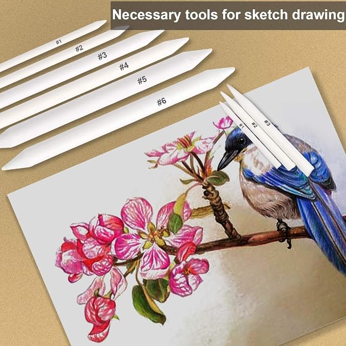 FEBSNOW 48 Pcs Blending Stump and Tortillions, Paper Art Blenders, Art Pencils - Image 5