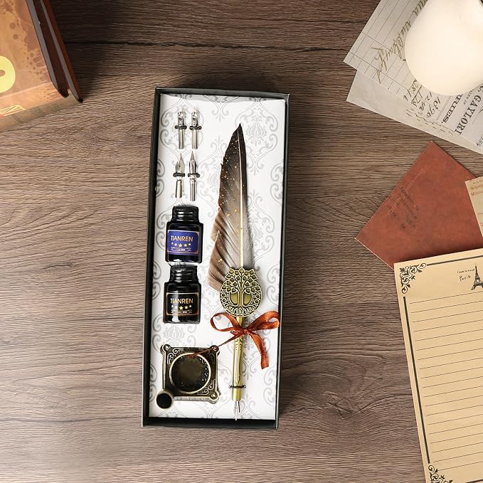 Feather Pen and Ink Set, quill pen ink set, Antique Calligraphy Pen - Image 4