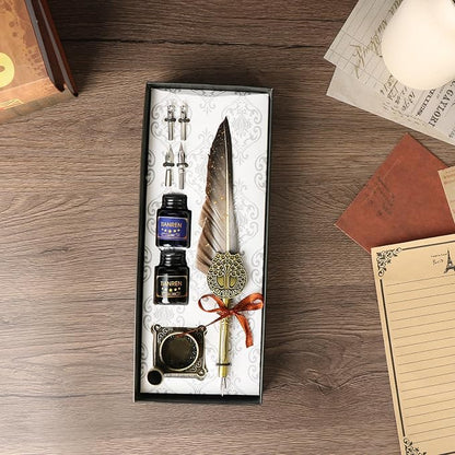 Feather Pen and Ink Set, quill pen ink set, Antique Calligraphy Pen - Image 4