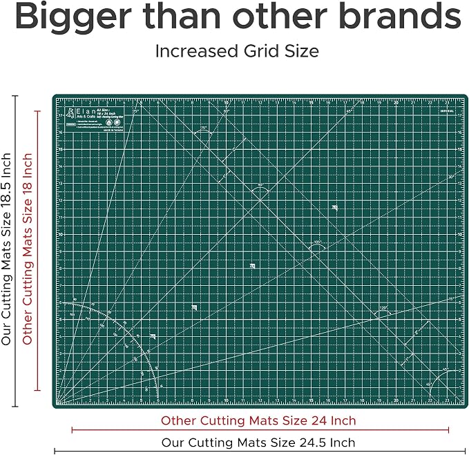Elan Cutting Mat A2 Green, Self Healing Cutting Mat 18x24 Inch, 5-Ply Craft - Image 5