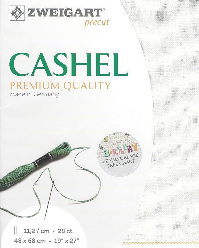 Precut Zweigart Cashel Mini Dots 28 Count White by Wizardi