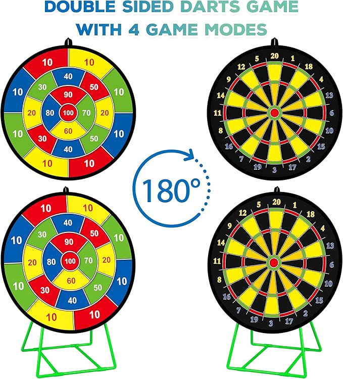 Large Dart Board for Kids, Kids Double-Sided Dart Board - Image 4