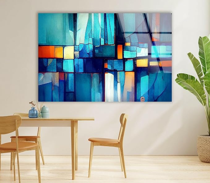 My Photostation.com 30Wx24H'' Blue Vibrant Stained Glass Wall ArtTempered Glass - Image 8