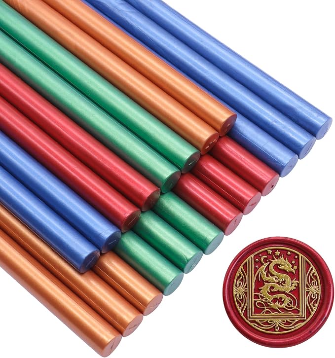 SWANGSA 20 Pieces Glue Gun Sealing Wax Sticks Metallic Gold Red Green Blue by SWANGSA