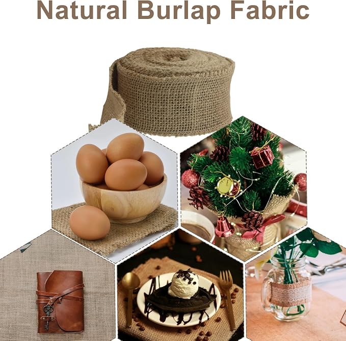2" Wide Natural Burlap Fabric Roll - Image 7