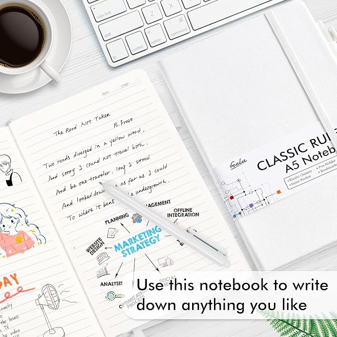 feela 5 Pack Notebooks Journals Bulk, Hardcover Notebook Classic Ruled Lined - Image 4