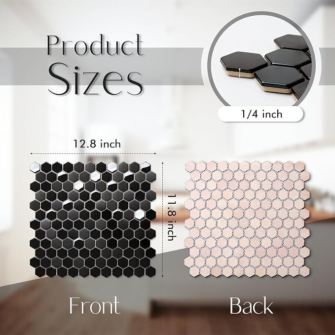 Blujellyfish Hexagon Black Tile Backsplash Metal Mosaic Wall Floor Tiles - Image 3