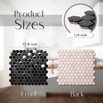 Blujellyfish Hexagon Black Tile Backsplash Metal Mosaic Wall Floor Tiles - Image 3