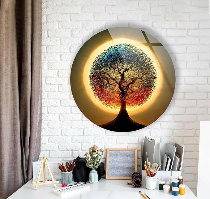 My Photostation.com 24'' Diameter Life of Tree Round Glass Wall Art Tempered by MyPhotostation