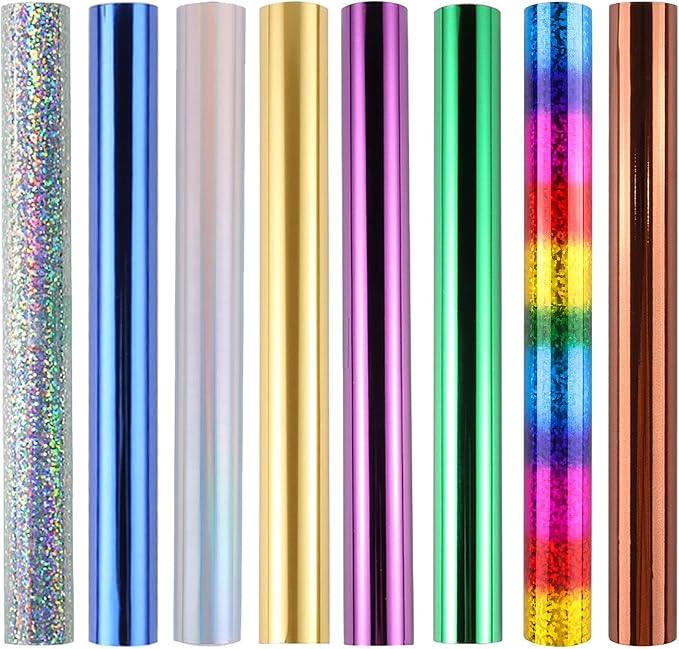5mx19.3cm 8 Rolls Toner Reactive Foil Paper Hot Stamping Wrapping Paper by CYFUNDESIGN
