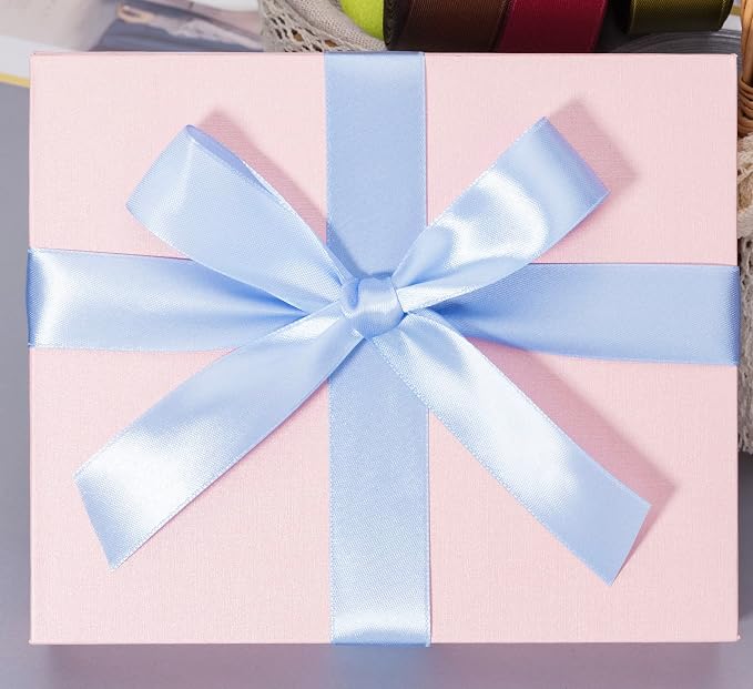 1 Inch Sky Blue Solid Satin Ribbon, 50 Yards Craft Fabric Ribbon - Image 5