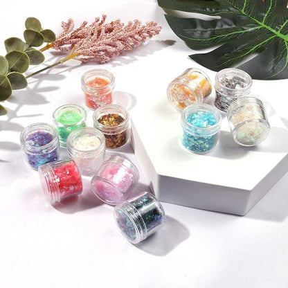 Allstarry 12 Colors Mermaid Nail Chunky Glitter Ultra-Thin Fluorescent Glass - Image 7