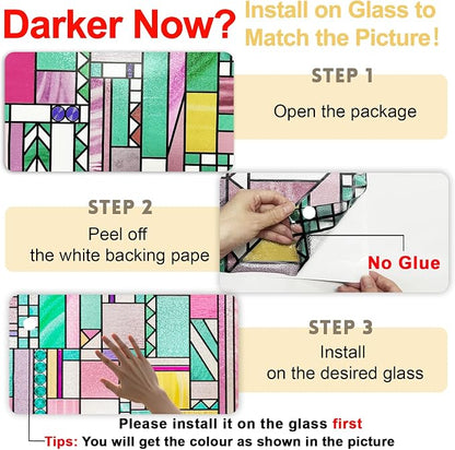 3D Stained Glass Window Privacy Film, Heat Control UV Blocking Static Cling - Image 5