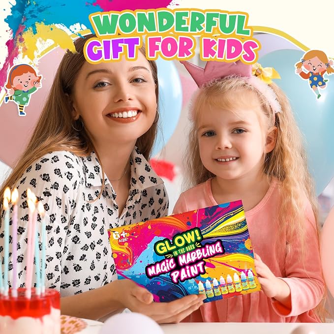 Glow Water Marbling Paint for Kids, Arts and Crafts Crafts for Kid Age 6-12 - Image 7