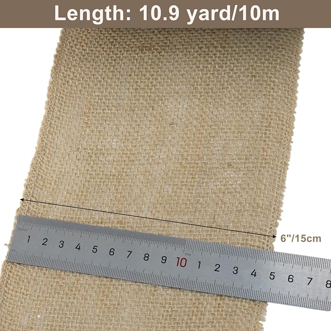 6" Wide Natural Burlap Fabric Roll - Image 2