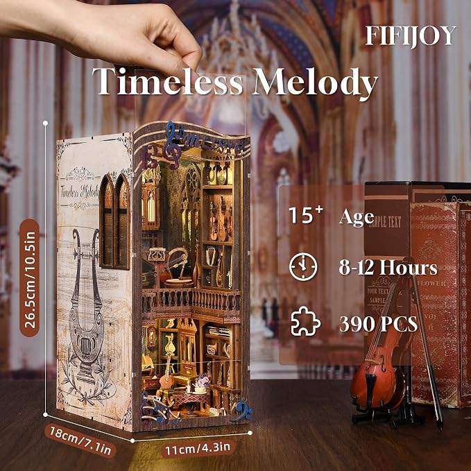 Book Nook Kit Music, DIY Miniature House Kit Book Nook, 3D Wooden Puzzle - Image 5