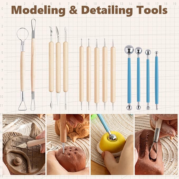 UUSYCUN 48PCS Pottery Tools for Sculpting, Clay Tool Kit for Carving, Modeling - Image 5