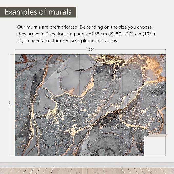 AFZEVEB-Gray and Gold Marble Wallpaper Wall murals - Image 3