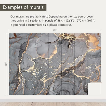 AFZEVEB-Gray and Gold Marble Wallpaper Wall murals - Image 3