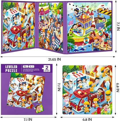 Magnetic Puzzles for Kids Ages 4-8, 3 in 1 Toddlers Cartoon Magnet Jigsaw - Image 4