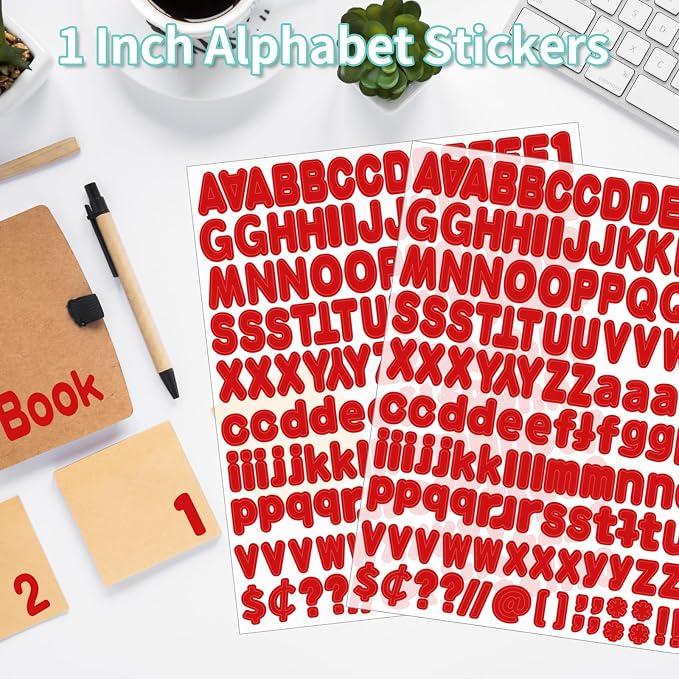 Alphabet Stickers 1'' 12 Red Letter Stickers, Self Adhesive Vinyl Mailbox - Image 4